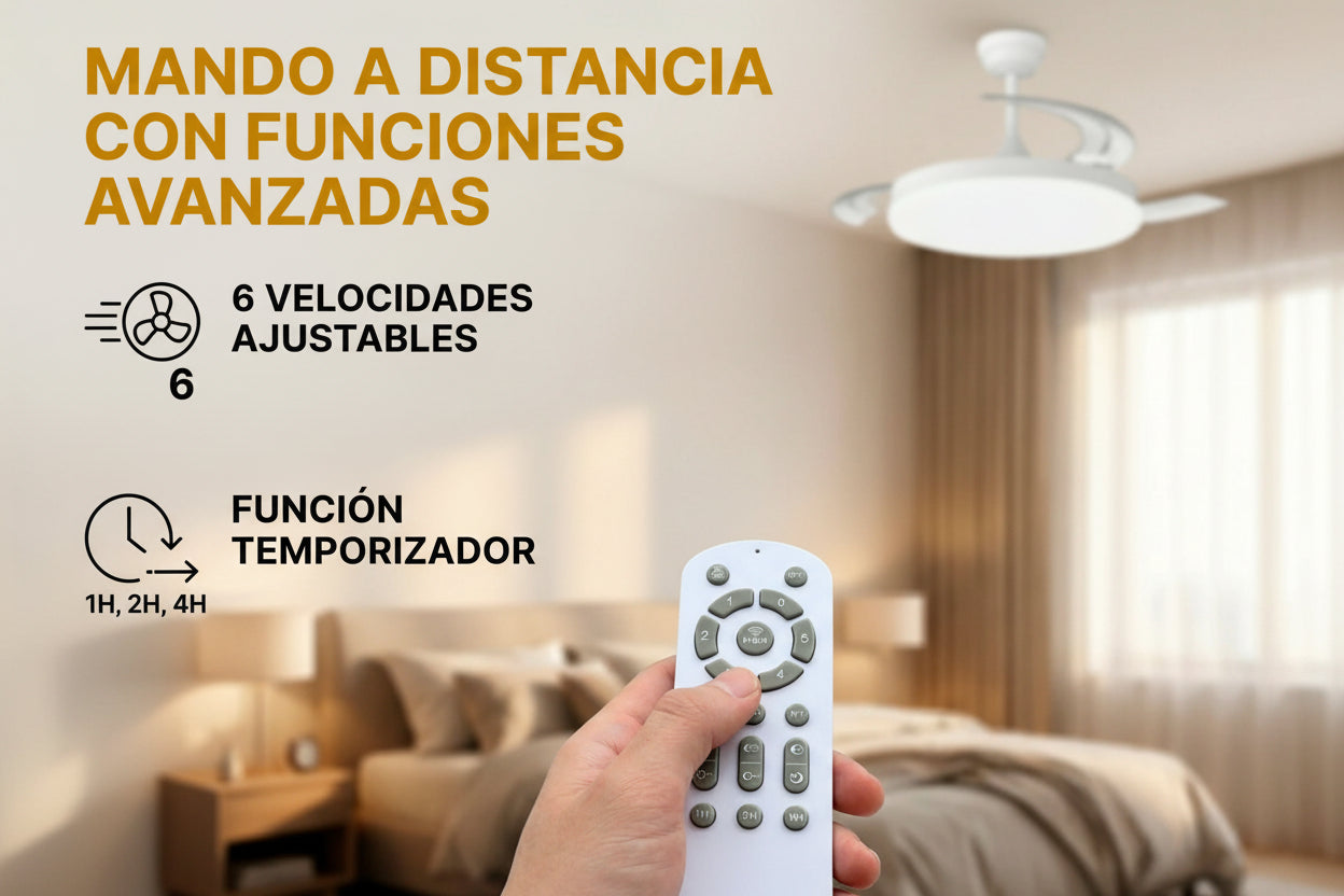 Ventilador de techo y lámpara con función Verano-Invierno 48W - Vetonek