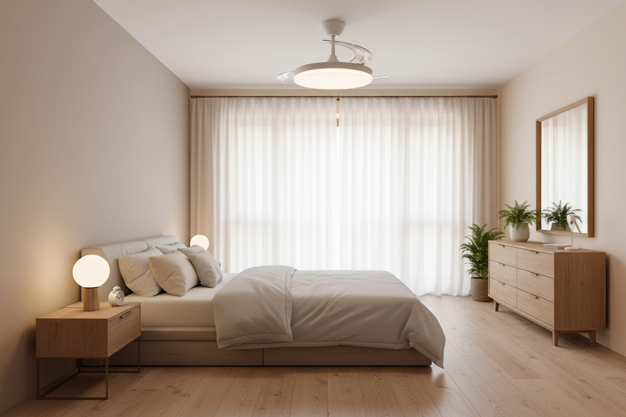 Ventilador de techo y lámpara con función Verano-Invierno 48W - Vetonek