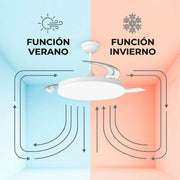 Ventilador de techo y lámpara con función Verano-Invierno 48W - Vetonek